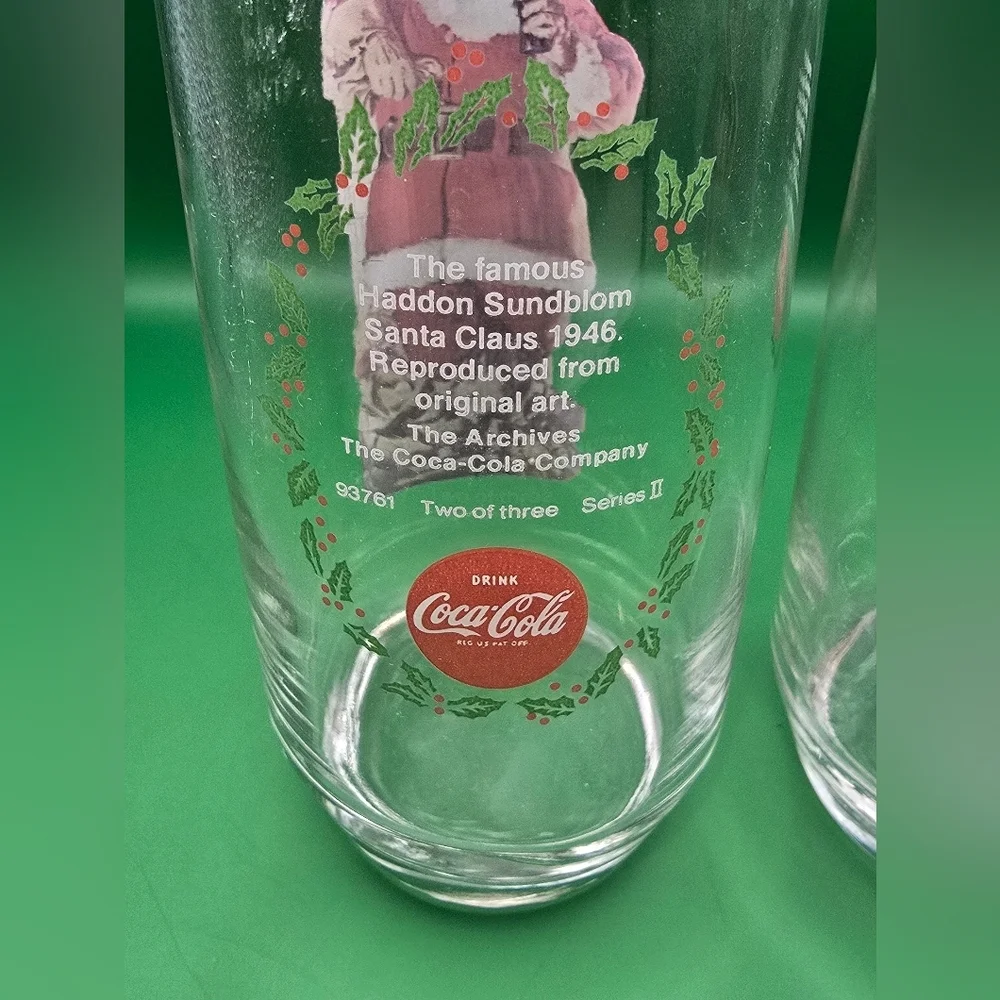 Vintage COCA COLA Santa Claus Drinking Glasses Haddon Sundblom Vtg Set of 6.